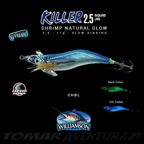 Williamson Killer Squid Jig Shrimp Natural Glow 2.5