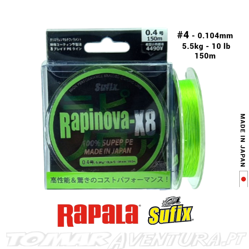 Rapala Rapinova-X8 Lemon Green 150m
