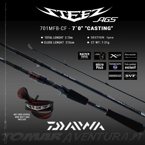 Daiwa Baitcasting Steez AGS 701MFB-CF "Casting"