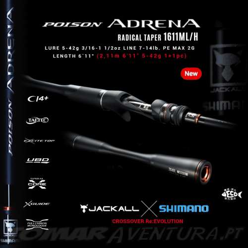 Jackall shimano Poison Adrena baitcasting 1611ML/H 5-42g