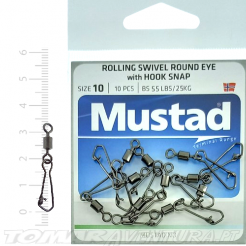 Mustad Rolling Swivel Round Eye With Hook Snap