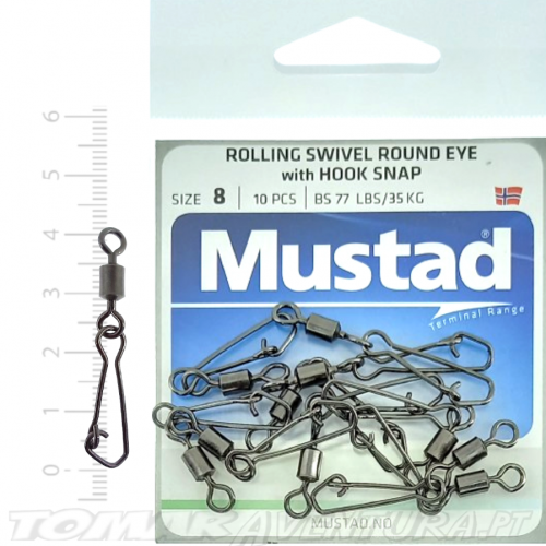 Mustad Rolling Swivel Round Eye With Hook Snap