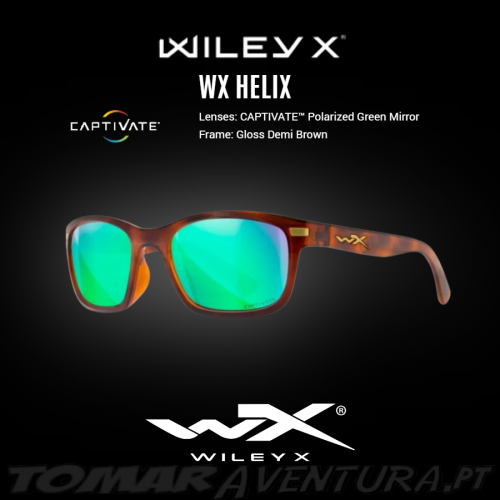 Oculos Polarizados Wiley X HELIX - Gloss Demi Frame / Captivate Pol Green Mirror