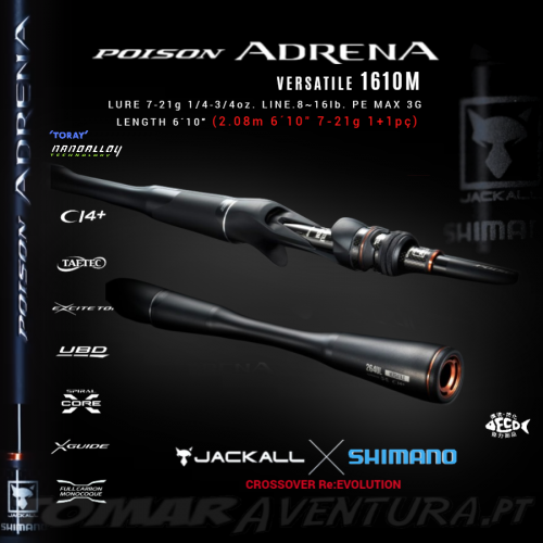 Jackall Baitcasting Rod Shimano Poison Adrena Versatile 1610M 6´10" 7-21g (1+1pc)