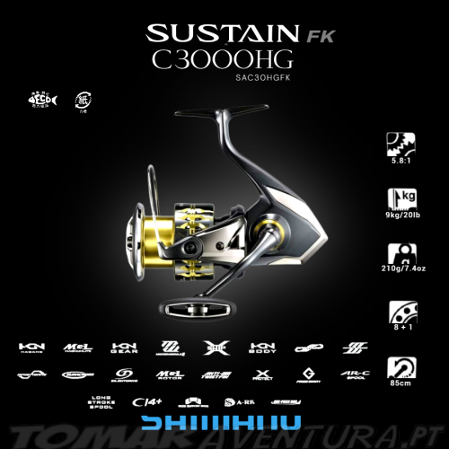 Carrete de spinning Shimano Sustain C3000HG FK