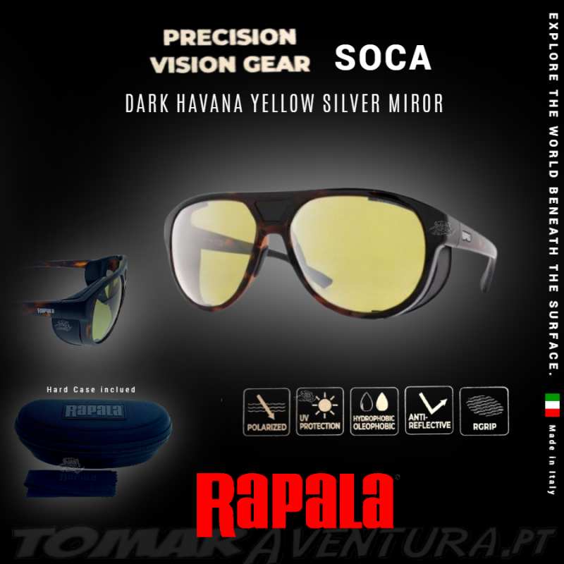 Lunettes de soleil polarisées Rapala PRECISION DARK HAVANA YELLOW SILVER MIROR