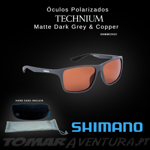 Gafas de sol polarizadas Shimano Technium, gris oscuro mate y cobre.
