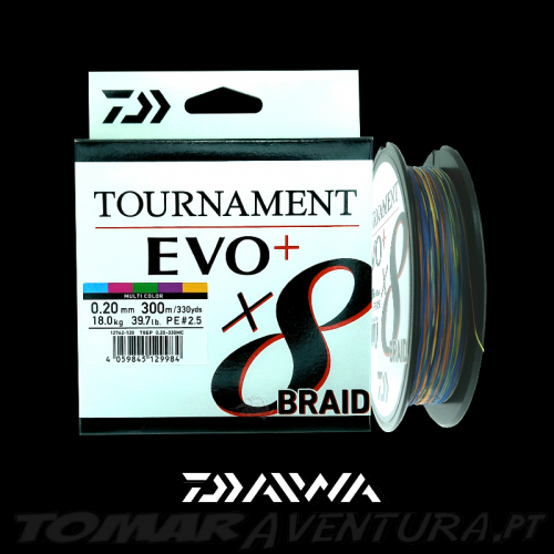 Linha Daiwa Tournament x8 Braid EVO+ Multi Color 300m