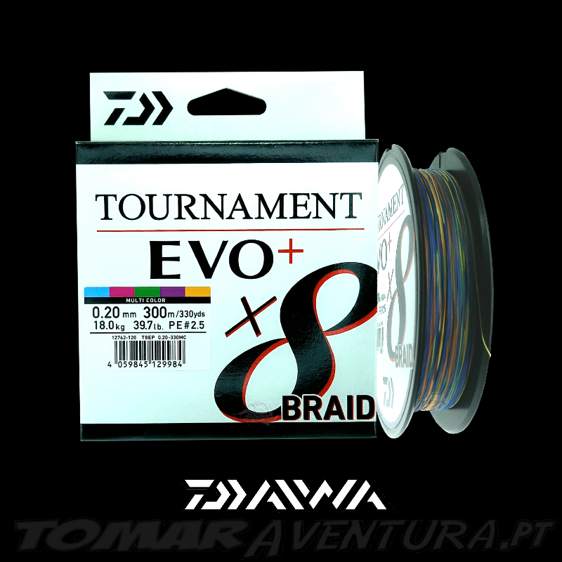 Linha Daiwa Tournament x8 Braid EVO+ Multi Color 300m