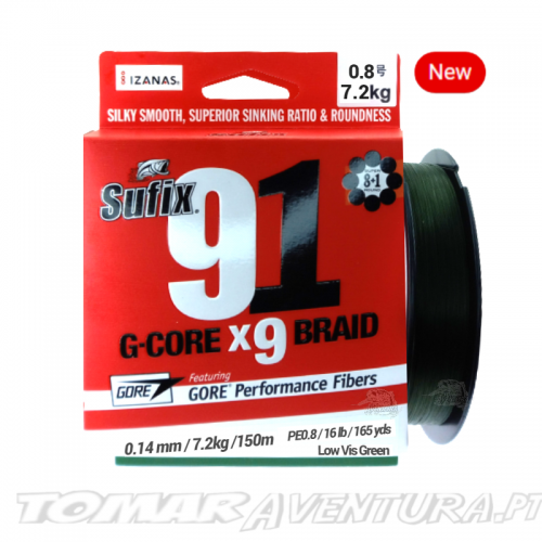 Linha Sufix 91 G-GORE X9 Braid Low Vis Green 150m