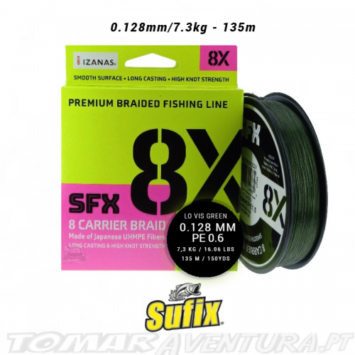 Sufix SFX 8X Carrier braid Lo Vis Green 135M